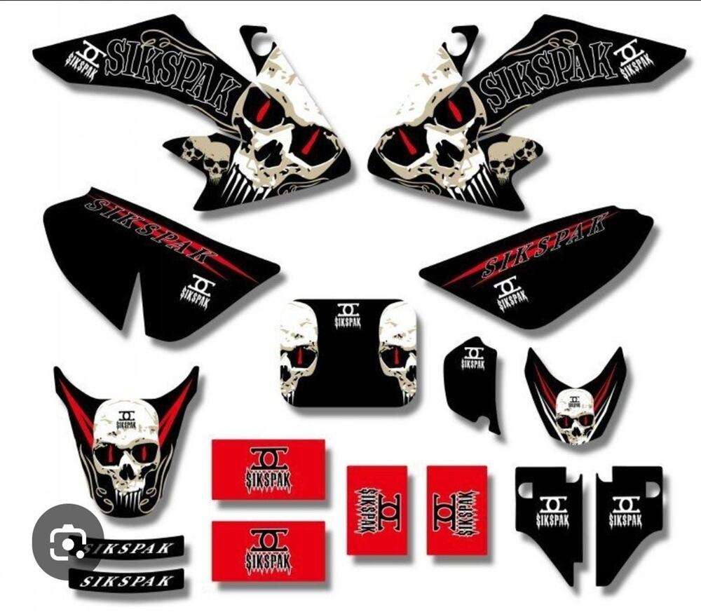 Sikspak custom dirt bike mx graphics kit skull and bone design